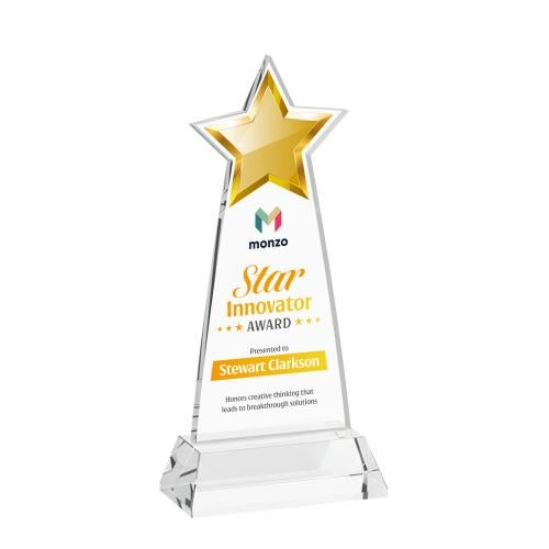 Awards and Trophies - Crystal Awards - Starlite Full Color Clear on Hartford Base Star Crystal Award