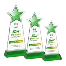 Starlite Full Color Green on Hartford Base Star Crystal Award - Full Color Imprint
