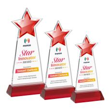 Starlite Full Color Red on Hartford Base Star Crystal Award - Full Color Imprint