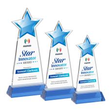 Starlite Full Color Sky Blue on Hartford Base Star Crystal Award - Full Color Imprint