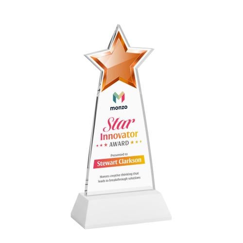 Awards and Trophies - Crystal Awards - Starlite Full Color White on Hartford Base Star Crystal Award