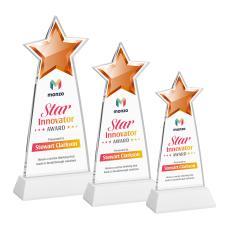 Starlite Full Color White on Hartford Base Star Crystal Award - Full Color Imprint