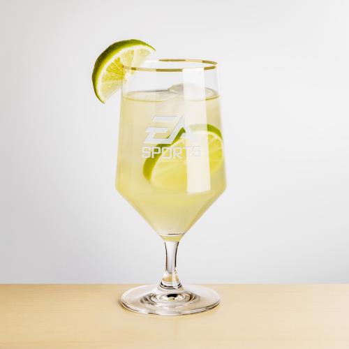 Corporate Gifts - Barware - Martini Glasses - Tucson Gold Rim Cocktail - Deep Etch