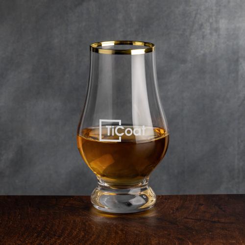 Corporate Gifts - Barware - Whiskey Tasters - Lismore Gold Rim Whiskey Taster - Deep Etch