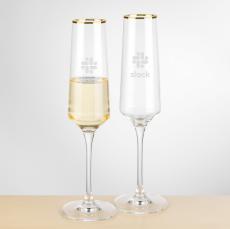 Tucson Gold Rim Flute - Deep Etch - Champagne Flutes