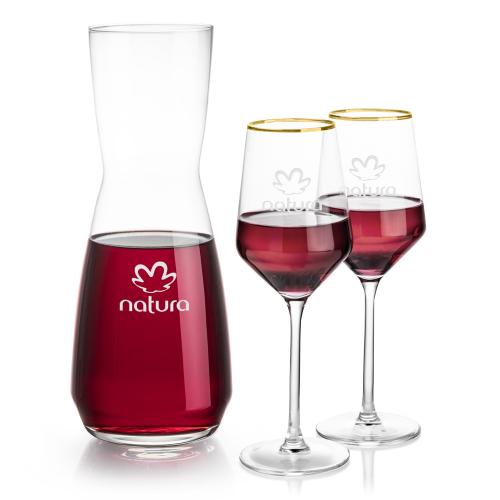 Corporate Gifts - Barware - Gift Sets - Mason Carafe & Tucson Gold Rim Wine
