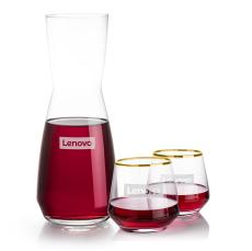 Mason Carafe & Tucson Gold Rim Stemless Wine - Barware