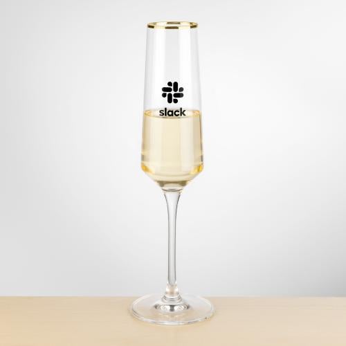 Corporate Gifts - Barware - Champagne Flutes - Tucson Gold Rim Flute - Imprinted