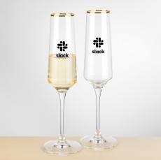 Tucson Gold Rim Flute - Imprinted - Champagne Flutes