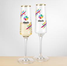 Tucson Gold Rim Flute - Full Color - Champagne Flutes