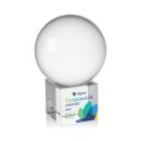 Crystal Ball Full Color Globe on Cube Crystal Award