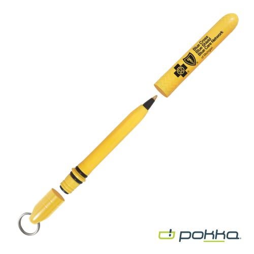 Promotional Products - Writing Instruments - Plastic Pens - Pokka&reg; Pocket Pen w/Dock & Chrome Keyring