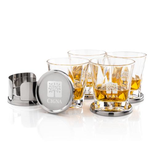 Corporate Gifts - Barware - Gift Sets - Baldoni Coasters & Oakhaven On-the-Rocks Set