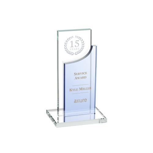 Awards and Trophies - Crystal Awards - Maranella Sky Blue Rectangle Crystal Award
