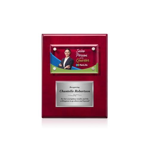 Awards and Trophies - Plaque Awards - Gossamer Full Color Plaque - Rosewood/Silver