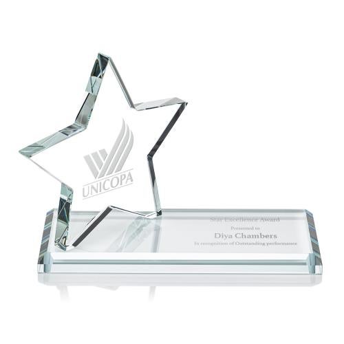 Awards and Trophies - Crystal Awards - Northam Deep Etch Star Wood Award