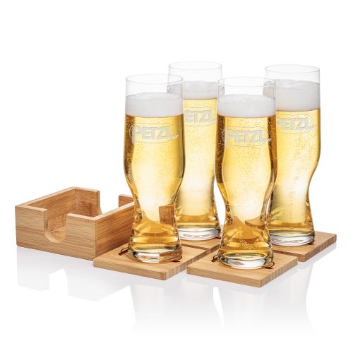 Corporate Gifts - Barware - Gift Sets - Bamboo Coaster Gift Set - Leipzig