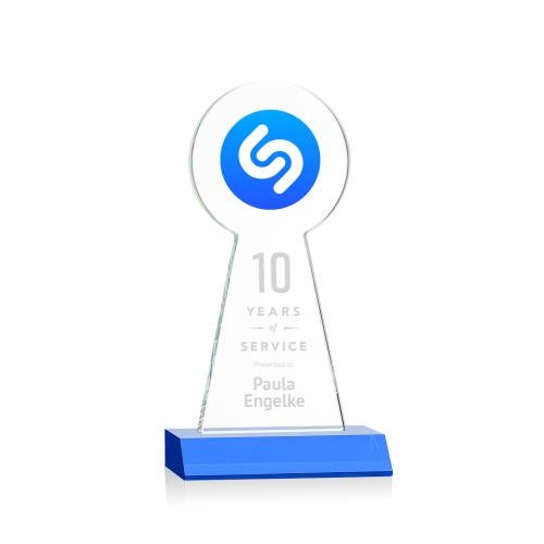 Awards and Trophies - Crystal Awards - Laidlaw Full Color/Etch Sky Blue Unique Crystal Award