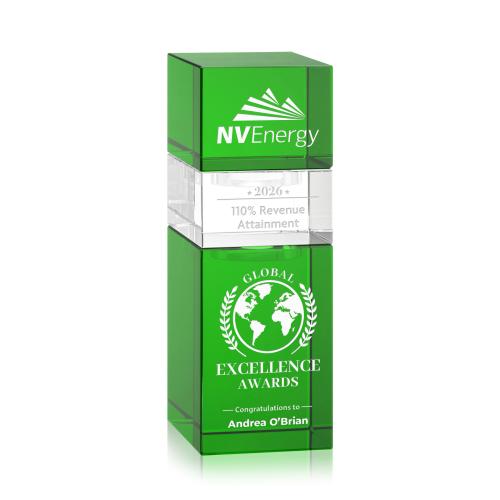 Awards and Trophies - Crystal Awards - Tofino Stacker Green Towers Crystal Award