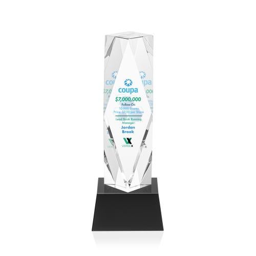 Awards and Trophies - Crystal Awards - Toscana Full Color Black on Base Towers Crystal Award
