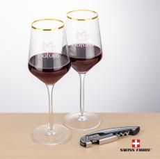 Swiss Force Opener & Tucson Gold Rim Wine - Barware