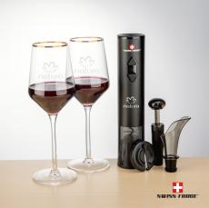Swiss Force Opener Set & Tucson Gold Rim Wine - Barware