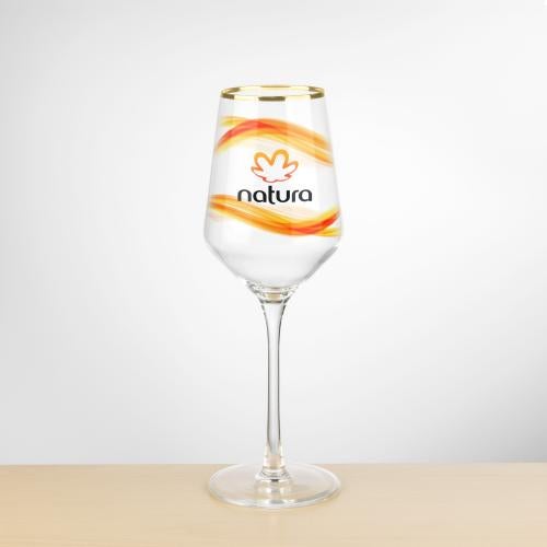 Corporate Gifts - Barware - Wine Glasses - Tucson Gold Rim Wine Glass - Full Color
