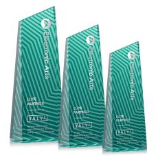 Hallandale Teal Towers Crystal Award - Colored Crystal Awards