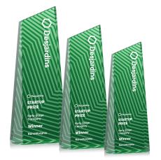 Hallandale Full Color Green Towers Crystal Award - Crystal Awards