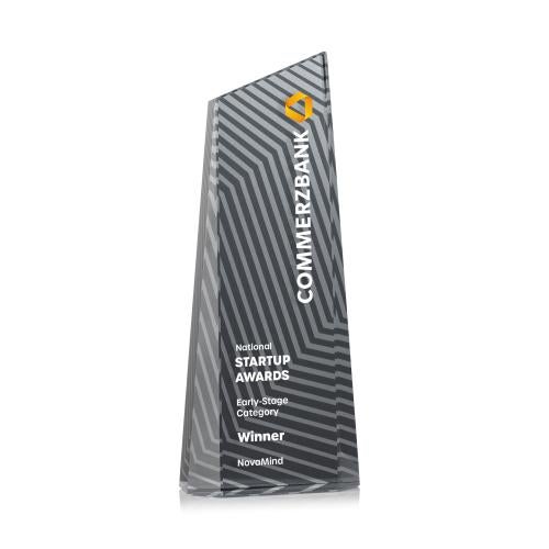 Awards and Trophies - Crystal Awards - Hallandale Full Color Black Towers Crystal Award