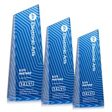 Hallandale Full Color Blue Towers Crystal Award - Crystal Awards