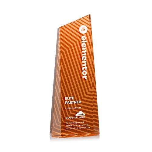 Awards and Trophies - Crystal Awards - Hallandale Full Color Orange Towers Crystal Award