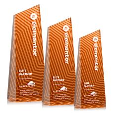 Hallandale Full Color Orange Towers Crystal Award - Awards and Trophies