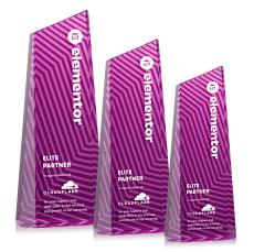 Hallandale Full Color Pink Towers Crystal Award - Awards and Trophies