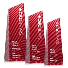 Hallandale Full Color Red Towers Crystal Award - Awards and Trophies