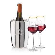 Pescara Wine Cooler & Tucson Gold Rim Wine Set - Barware