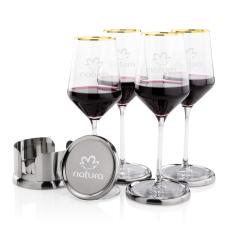 Baldoni Coasters & Tucson Gold Rim Wine Set - Barware