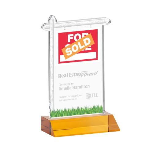 Awards and Trophies - Crystal Awards - Real Estate Amber Unique Crystal Award