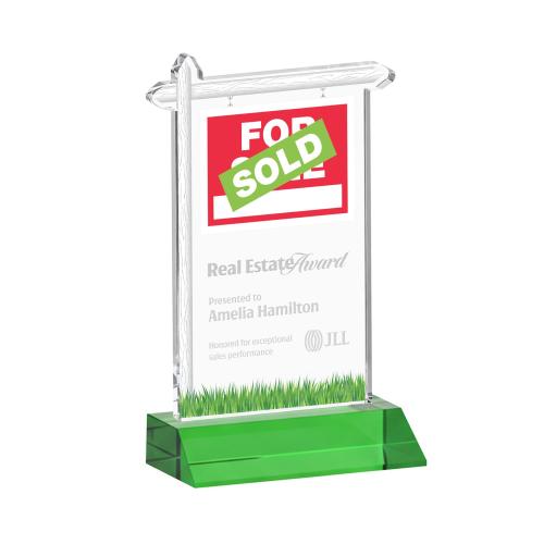Awards and Trophies - Crystal Awards - Real Estate Green Unique Crystal Award