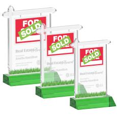 Real Estate Green Unique Crystal Award - Colored Crystal Awards