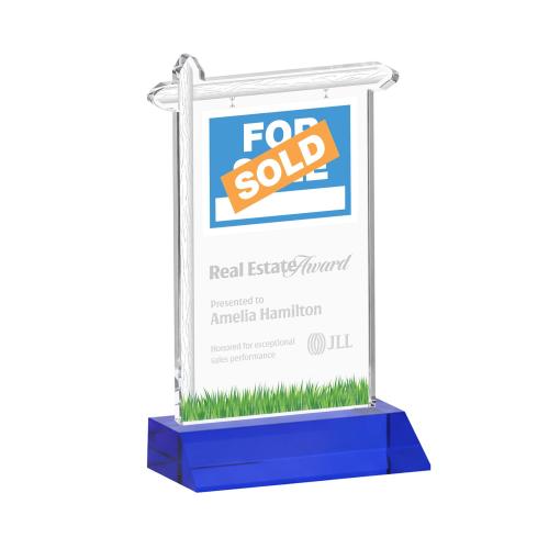 Awards and Trophies - Crystal Awards - Real Estate Blue Unique Crystal Award