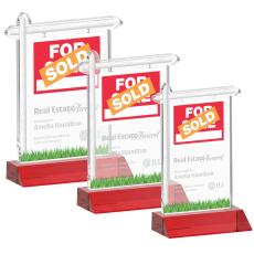 Real Estate Red Unique Crystal Award - Awards and Trophies