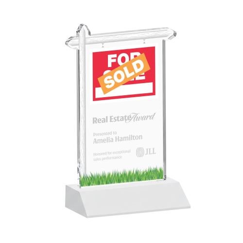 Awards and Trophies - Crystal Awards - Real Estate White Unique Crystal Award