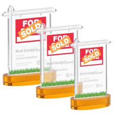 Real Estate Amber on Alberton Base Unique Crystal Award - Awards and Trophies