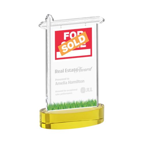 Awards and Trophies - Crystal Awards - Real Estate Gold on Alberton Base Unique Crystal Award