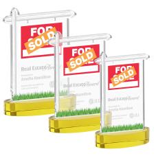 Real Estate Gold on Alberton Base Unique Crystal Award - Awards and Trophies