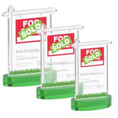 Real Estate Green on Alberton Base Unique Crystal Award - Awards and Trophies