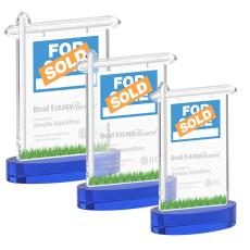 Real Estate Blue on Alberton Base Unique Crystal Award - Awards and Trophies