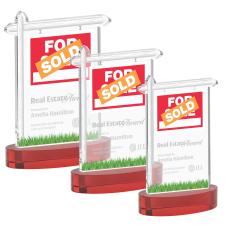 Real Estate Red on Alberton Base Unique Crystal Award - Awards and Trophies