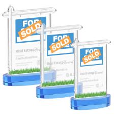 Real Estate Sky Blue on Alberton Base Unique Crystal Award - Awards and Trophies